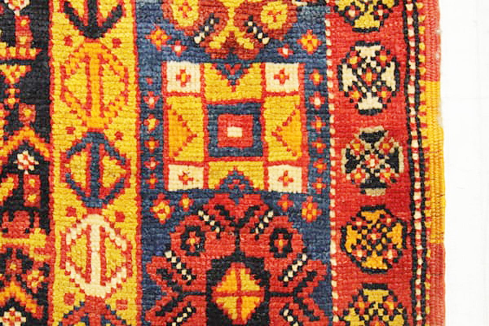 Islamic 1900s Antique Turkish Oushak Runner Rug with Red and Orange Medallions For Sale
