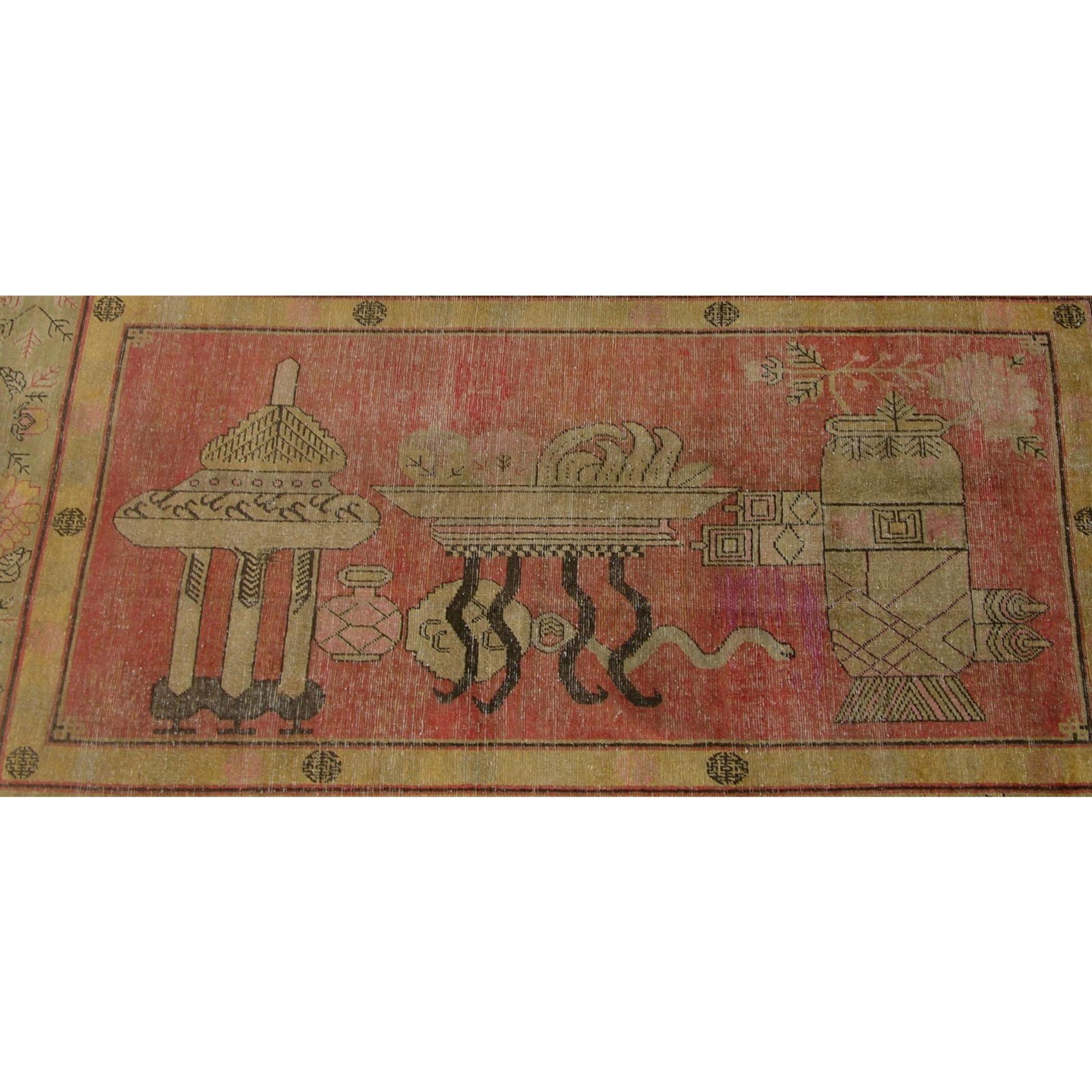 Ouzbek Ancien tapis Khotan Samarkand ouzbek des années 1900 - 8'10'' X 5'6'' en vente