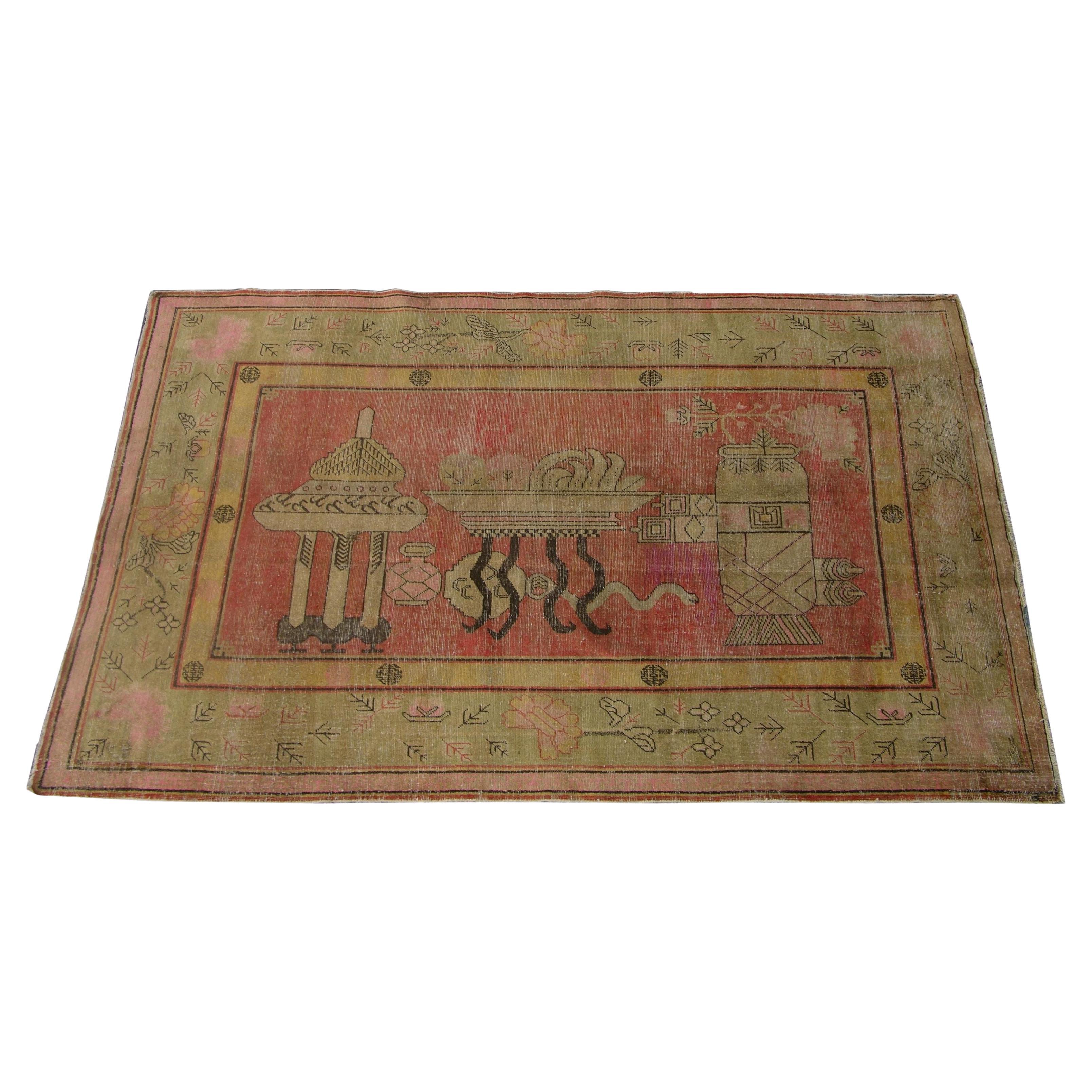 Ancien tapis Khotan Samarkand ouzbek des années 1900 - 8'10'' X 5'6'' en vente