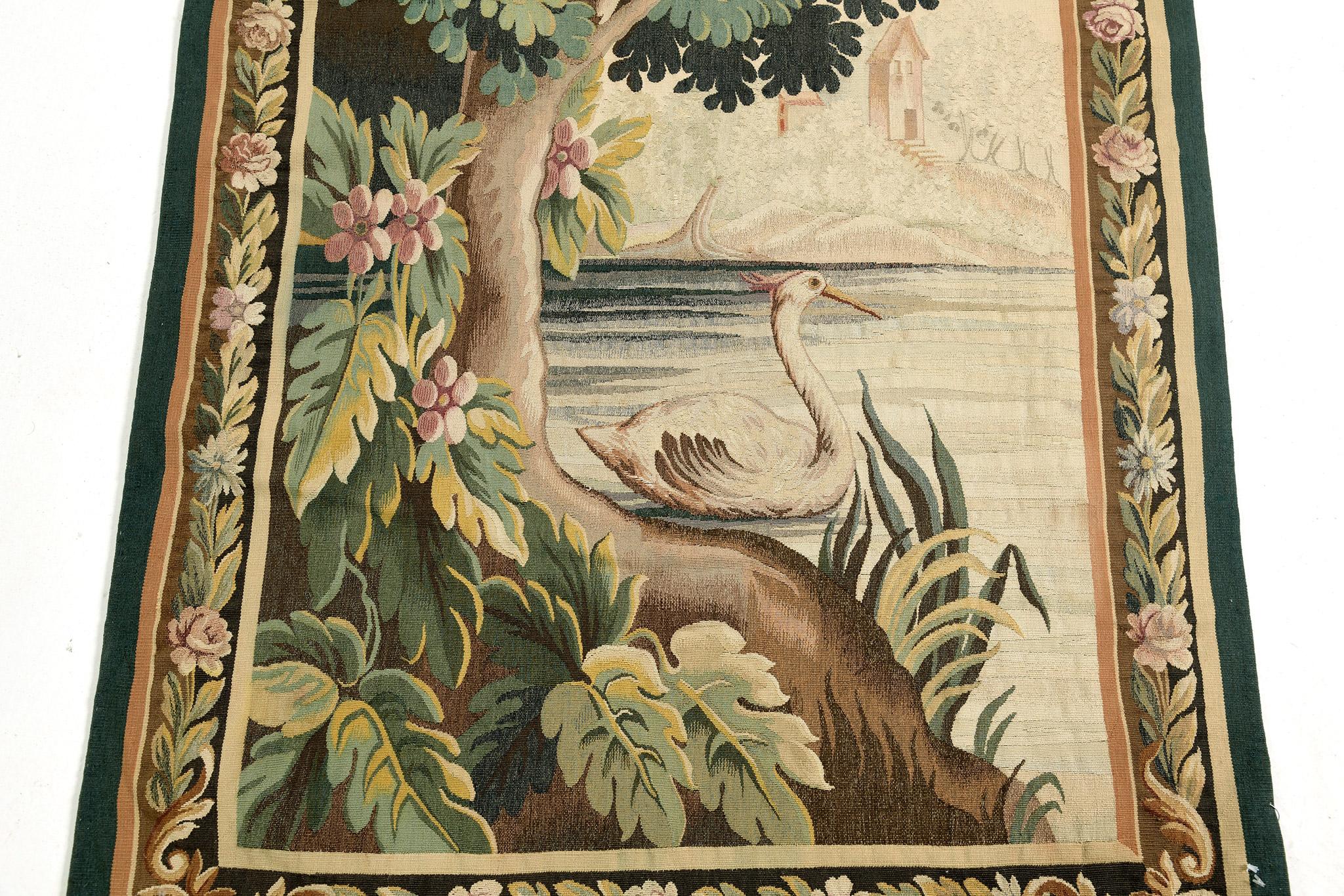 Mid-20th Century 1900's Antique Vertical French Tapestry For Sale