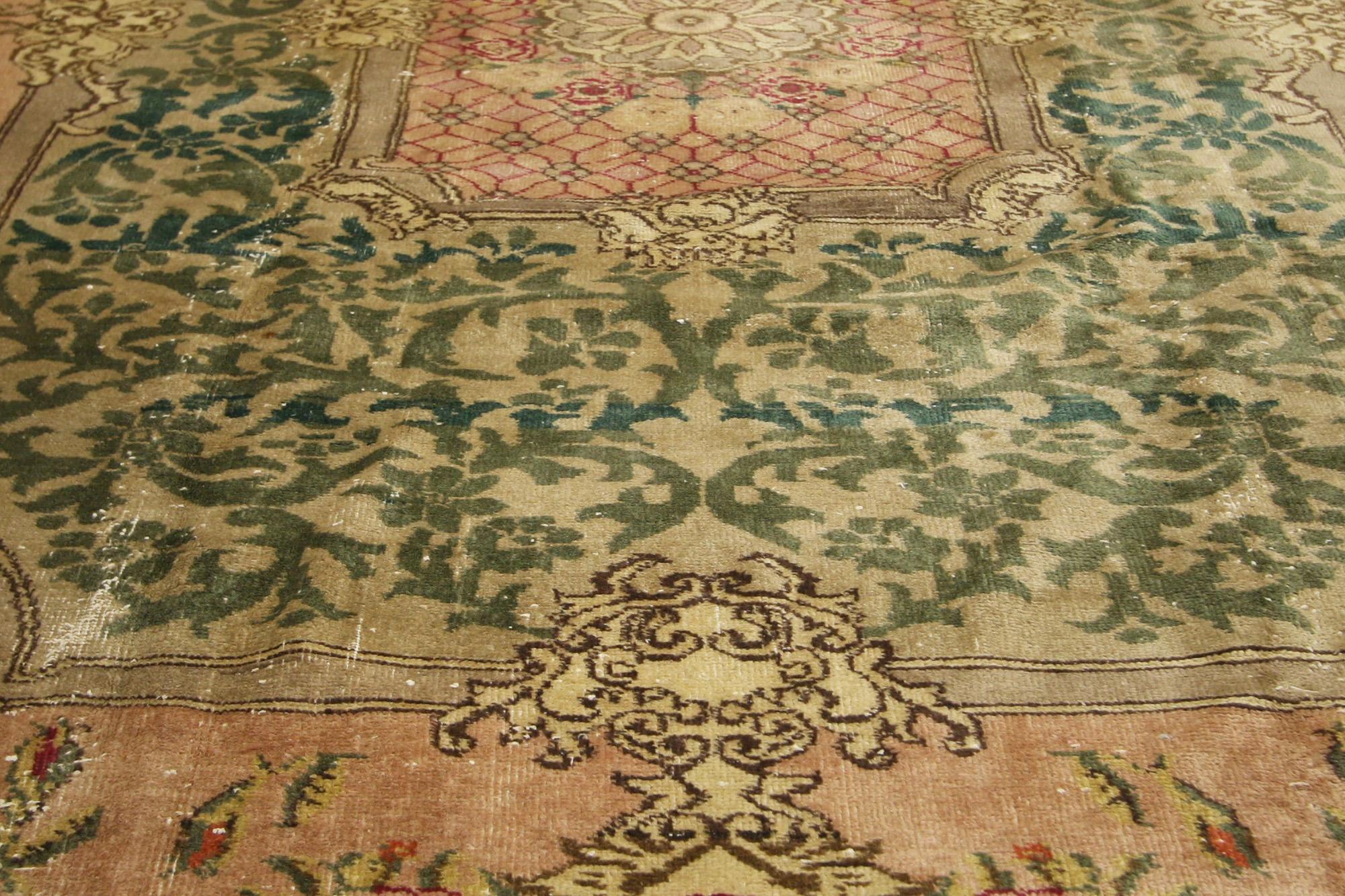 Hand-Knotted 1900's Antique Warm Earth-Tone Turkish Sparta Carpet For Sale