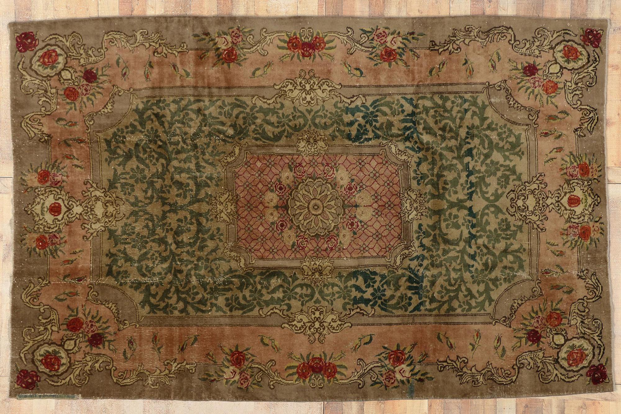 1900's Antique Warm Earth-Tone Turkish Sparta Carpet For Sale 1