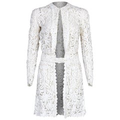1900s Antique White Battenburg Tape Lace Bridal Dress Jacket