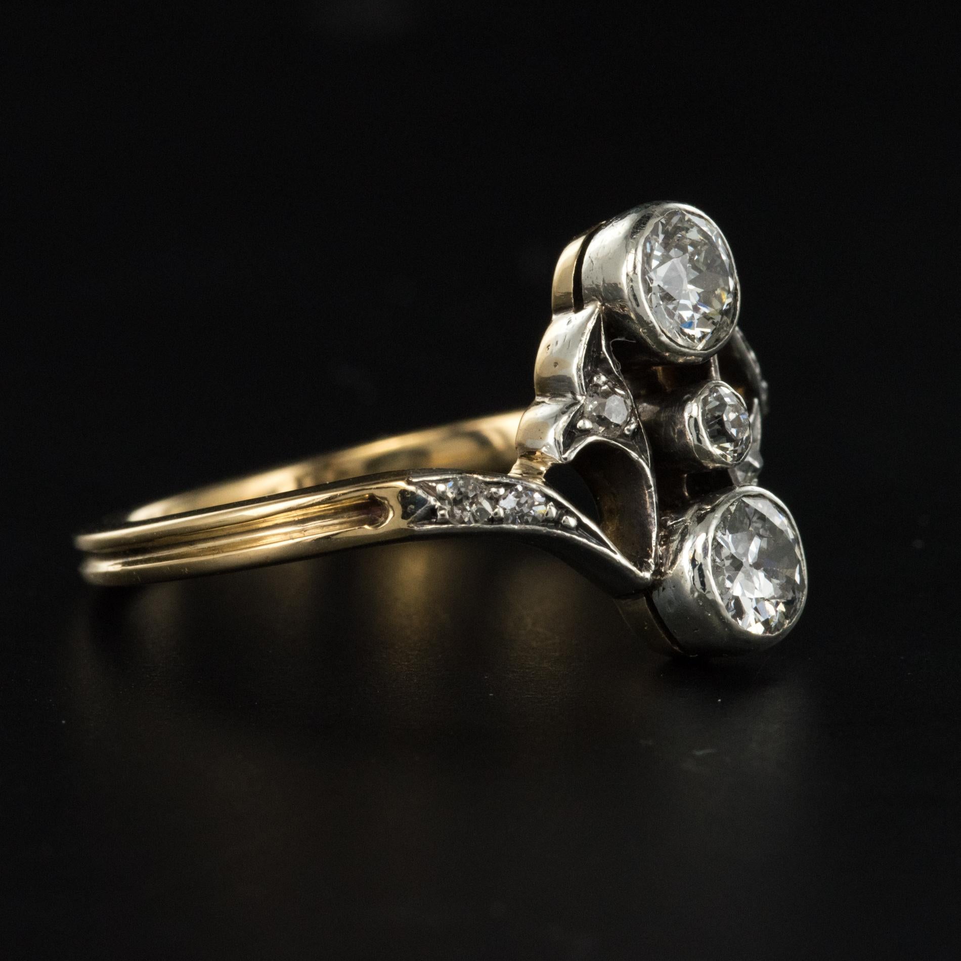 Belle Époque 1900s Antique You and Me Diamond Engagement Ring