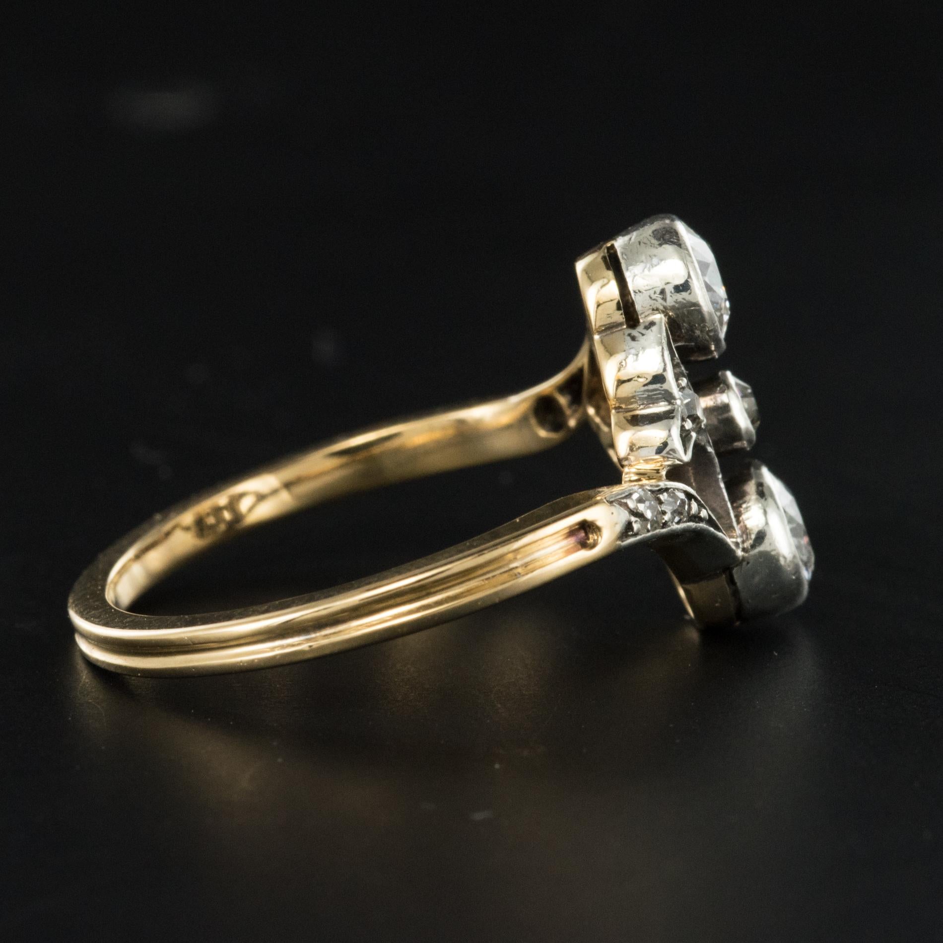 1900s Antique You and Me Diamond Engagement Ring In Good Condition In Poitiers, FR