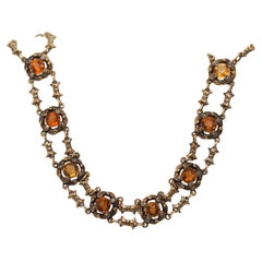 1900s Art Nouveau 14K Yellow Gold and Citrine Bracelet