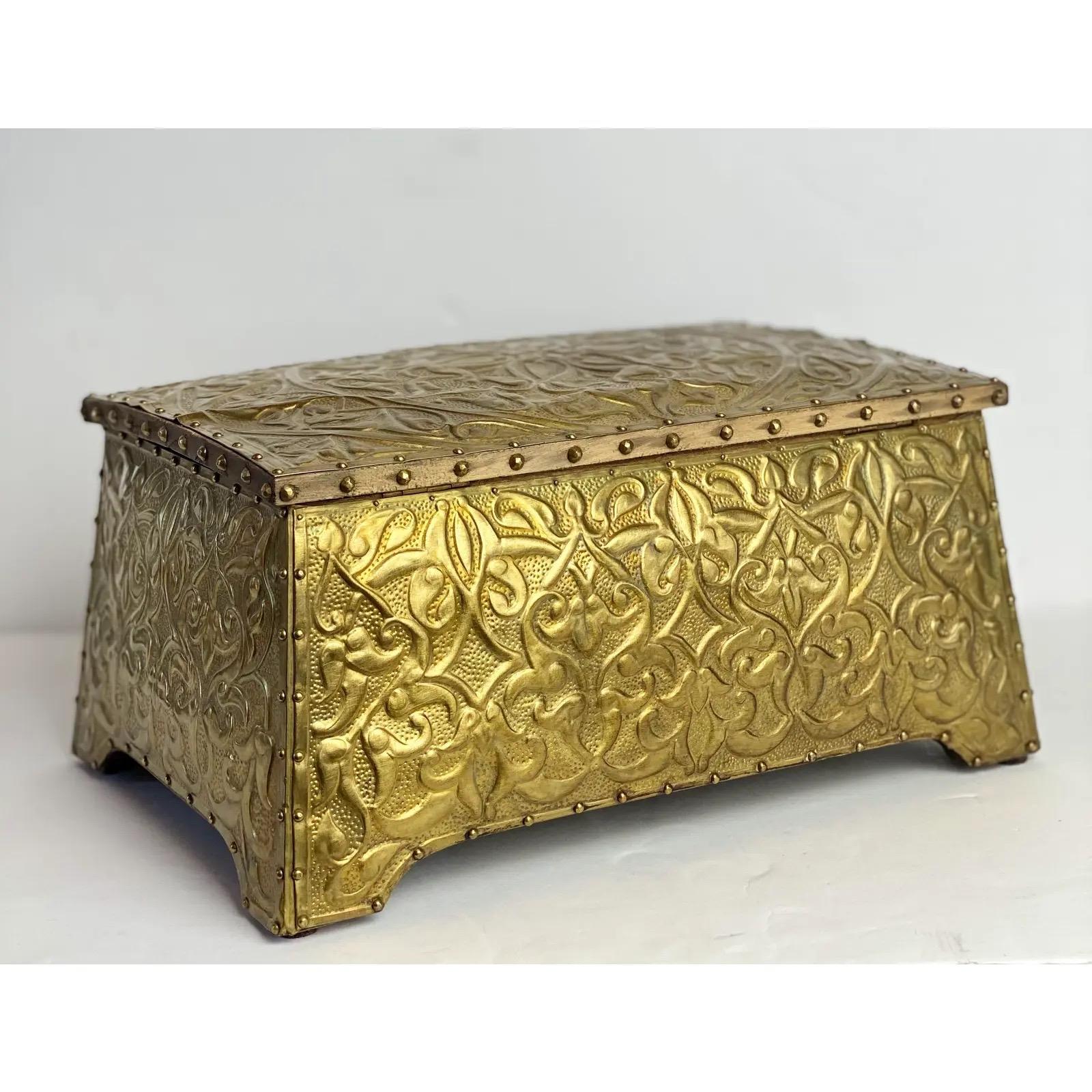 Unknown 1900s Art Nouveau Brass Tin Box For Sale