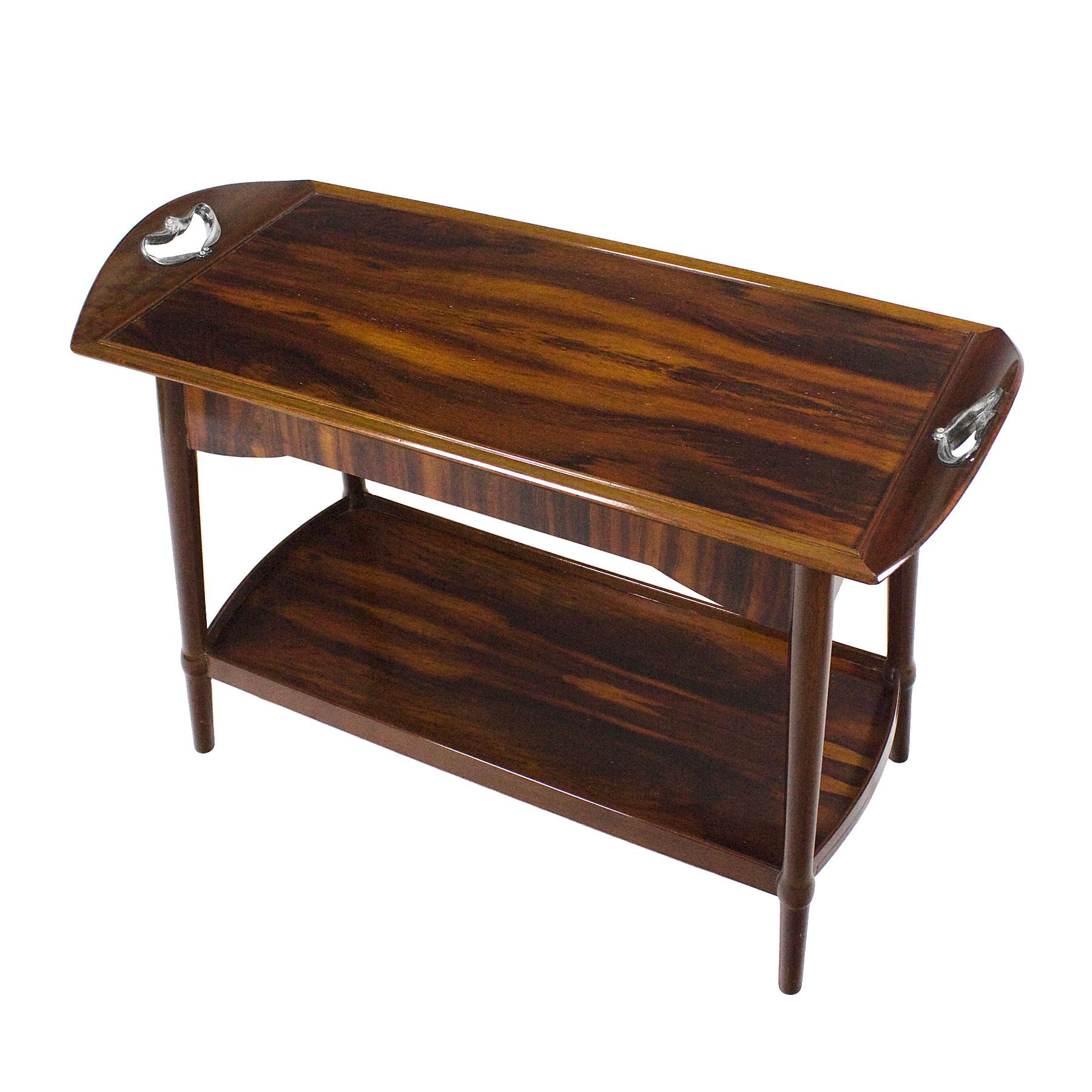 Early 20th Century 1900s Art Nouveau Dessert Table, Mahogany, Removable Tray - France For Sale