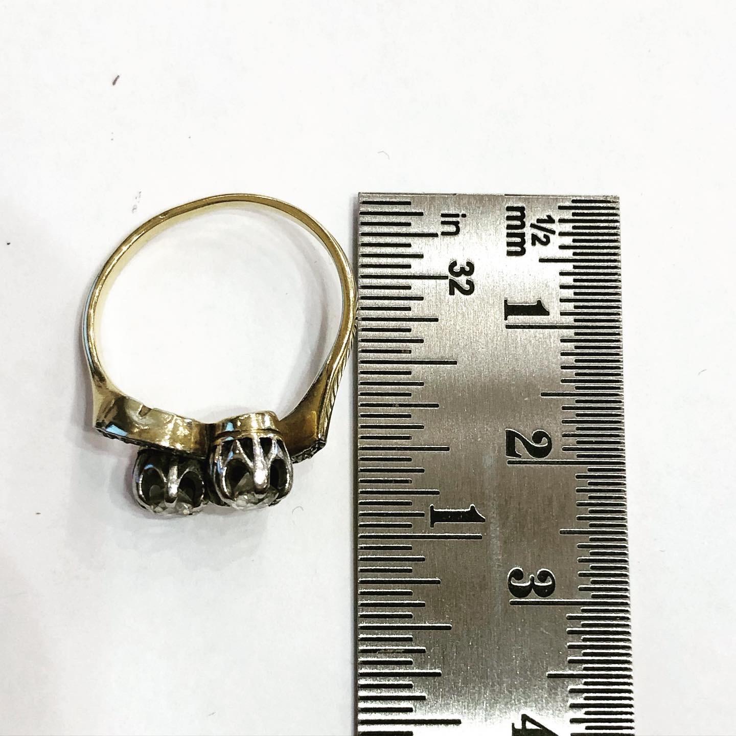 1930s Art Nouveau 18K Yellow Gold Diamond Engagement Bridal Ring 11