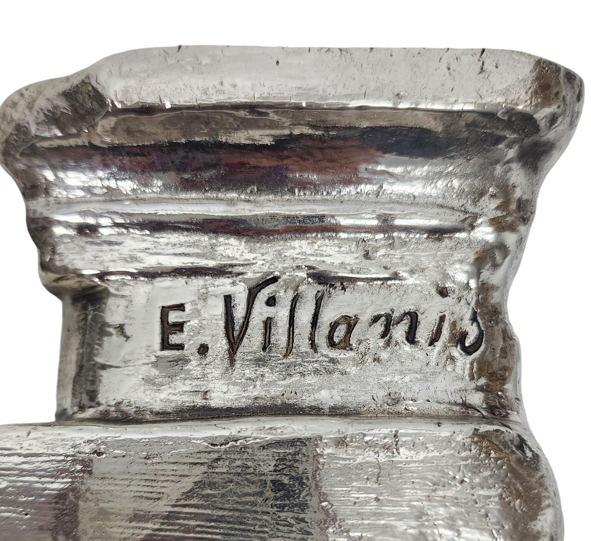 Metal 1900s Art Nouveau Silvered Bronce Captive Woman Sculpture by E. Villanis, France