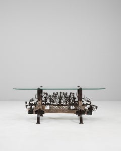 1900s Asian Wrought Iron Coffee Table With Figural Elements
