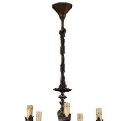 1900s Austrian Ceiling Chandelier 14 Lights, Burnished Bronze Swarovsky Crystal