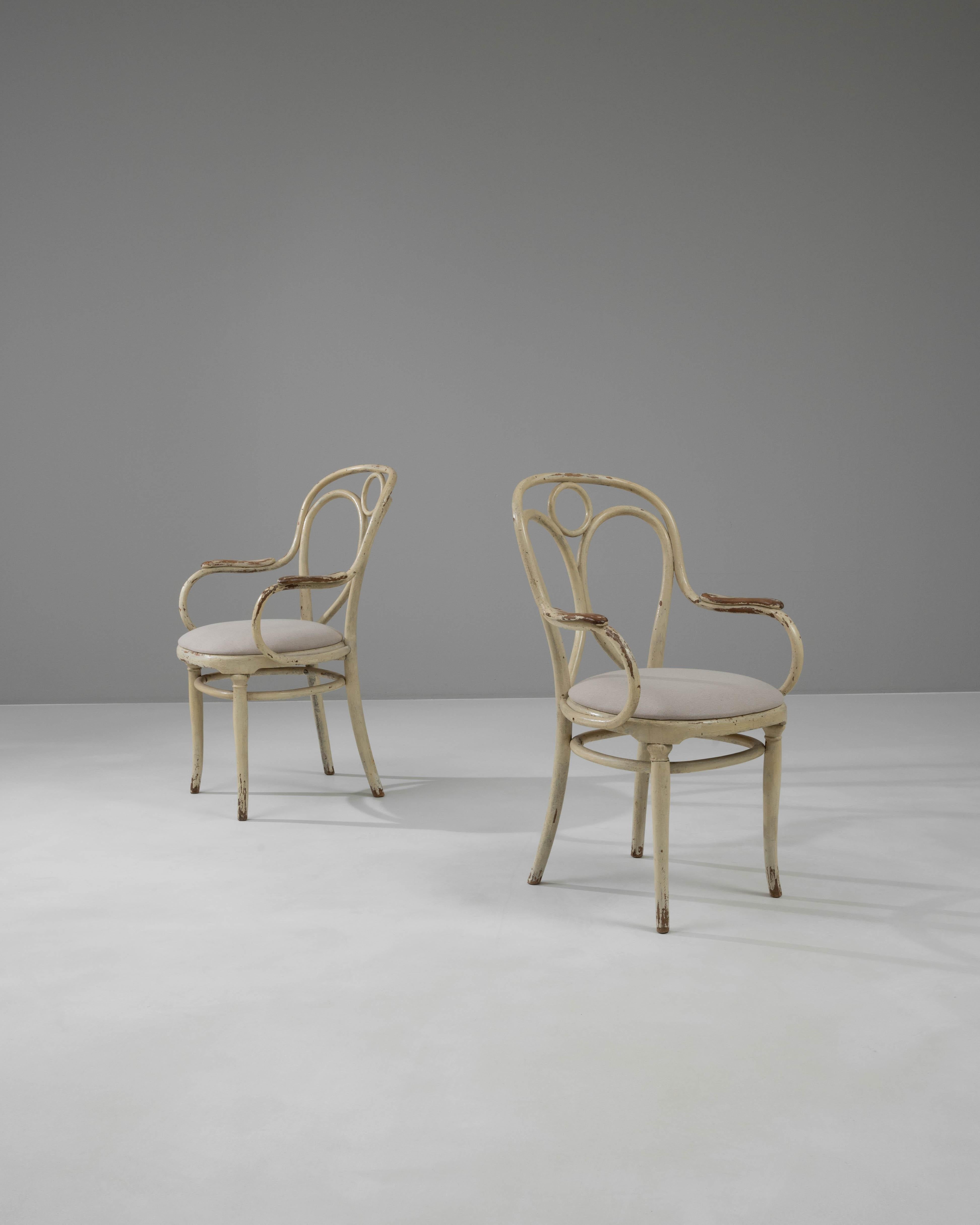 20th Century 1900s Austrian Wooden Chairs, a Pair For Sale