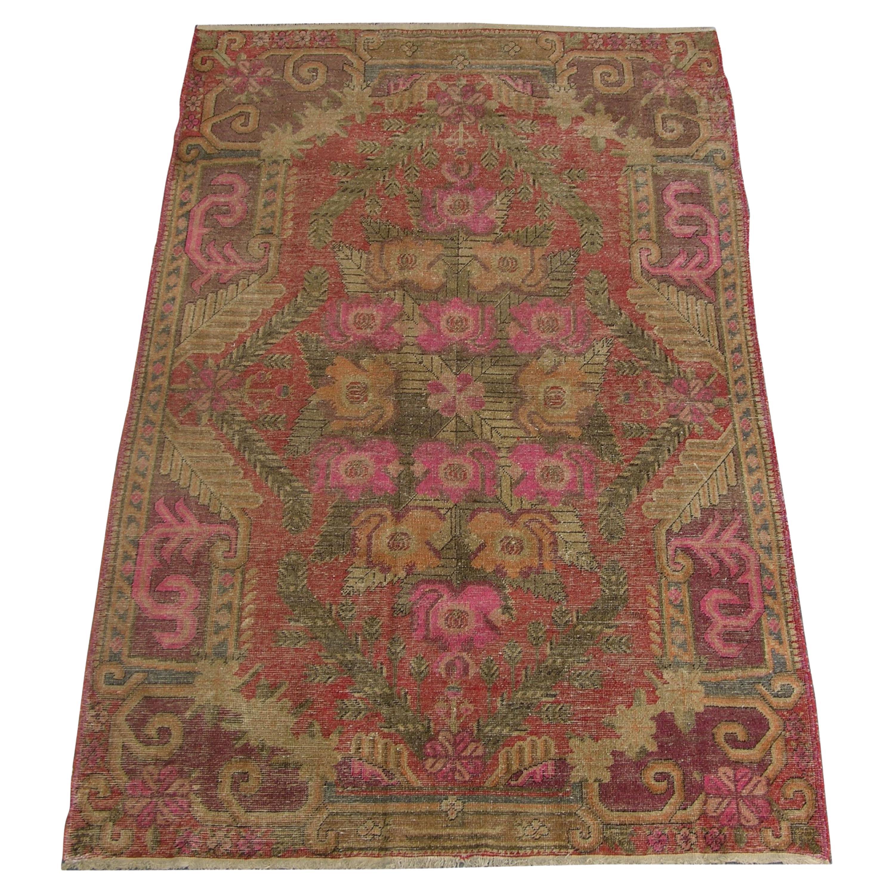 1900er Authentischer Khotan-Teppich mit Stammesmotiven