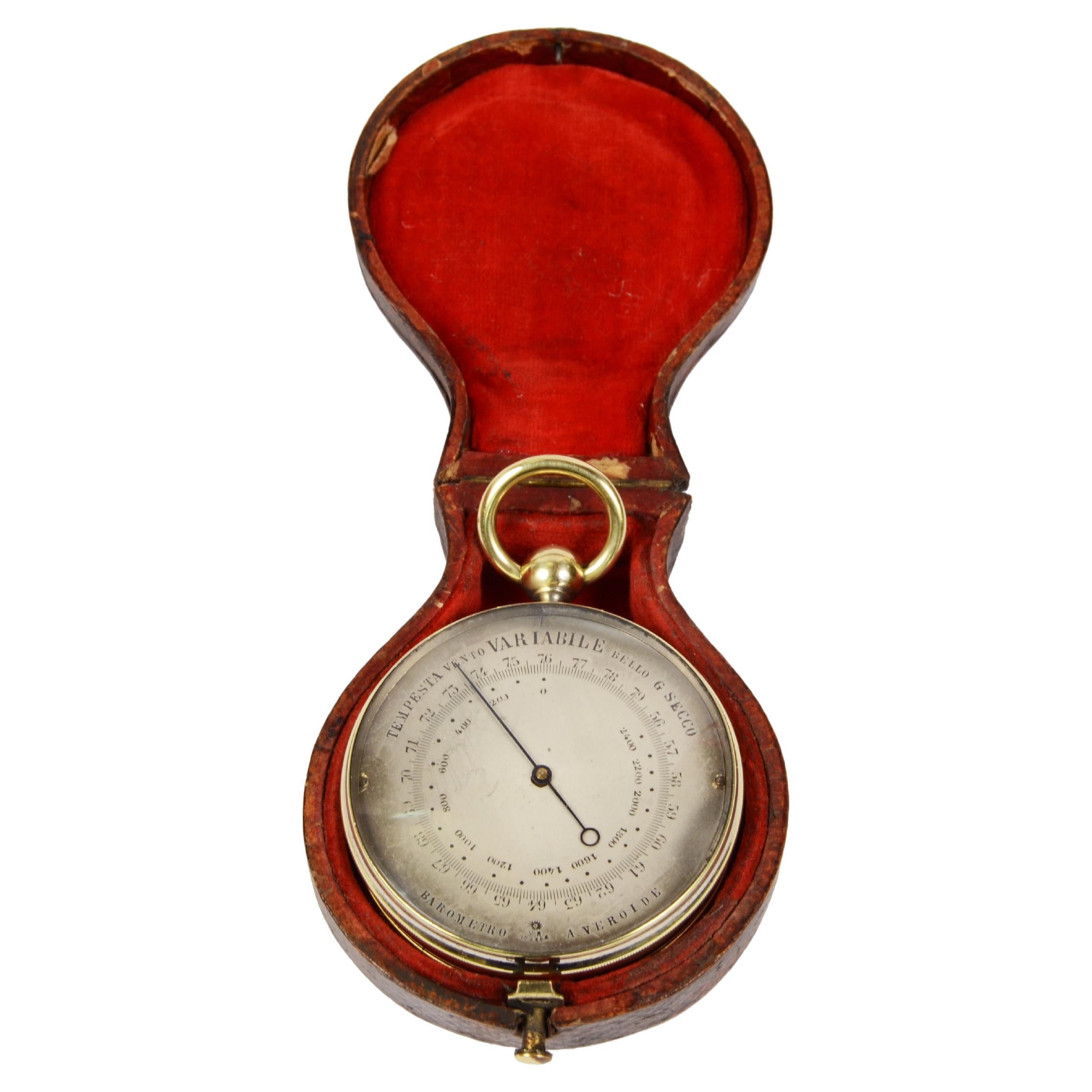 1900s Barometric Altimeter Antique Measuring Instrument in Original Case