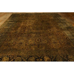1900s Beige Classic Khorasan Designs Antique Knotted Wool Mashad Carpet Rug