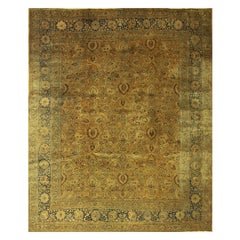 1900s Beige Classic Khorasan Designs Antique Knotted Wool Mashad Carpet Rug