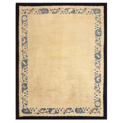 Rugs On Net Antique Ivory Minimalist Open Field Peking Chinese Wool Rug Carpet