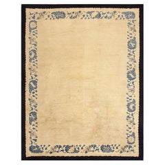 Rugs On Net Antique Ivory Minimalist Open Field Peking Chinese Wool Rug Carpet