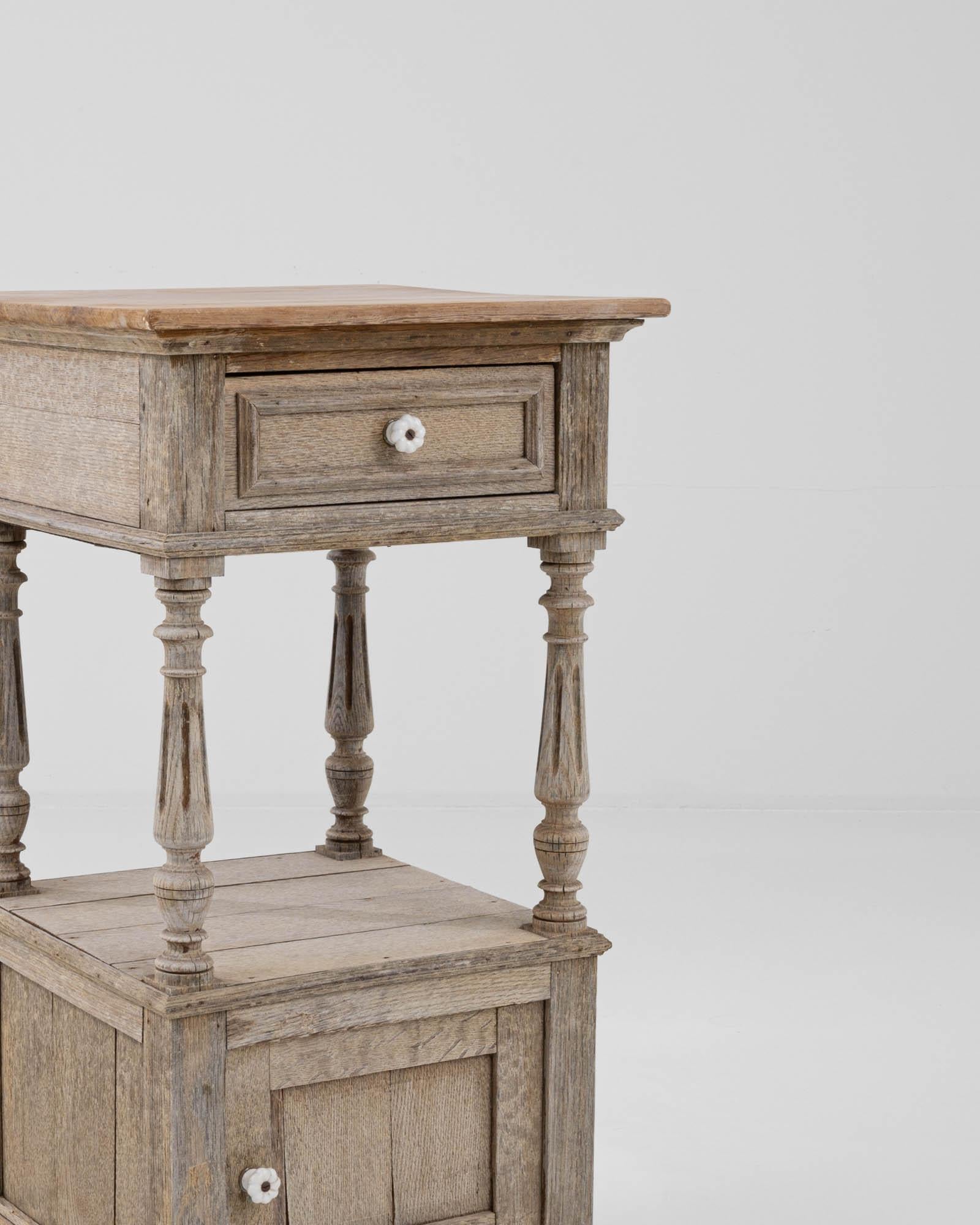 1900s Belgian Bleached Oak Bedside Table For Sale 5