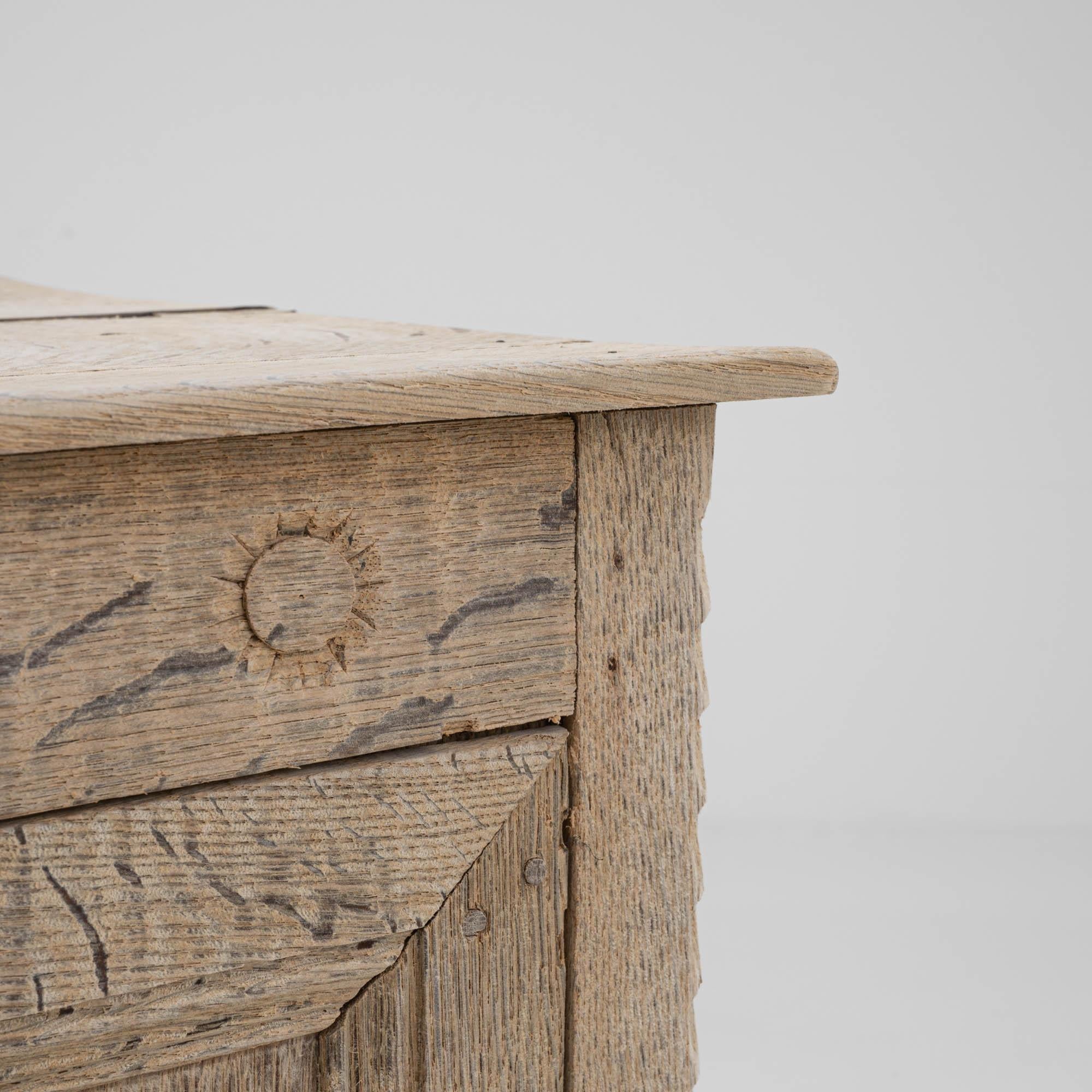 1900s Belgian Bleached Oak Bedside Table 5