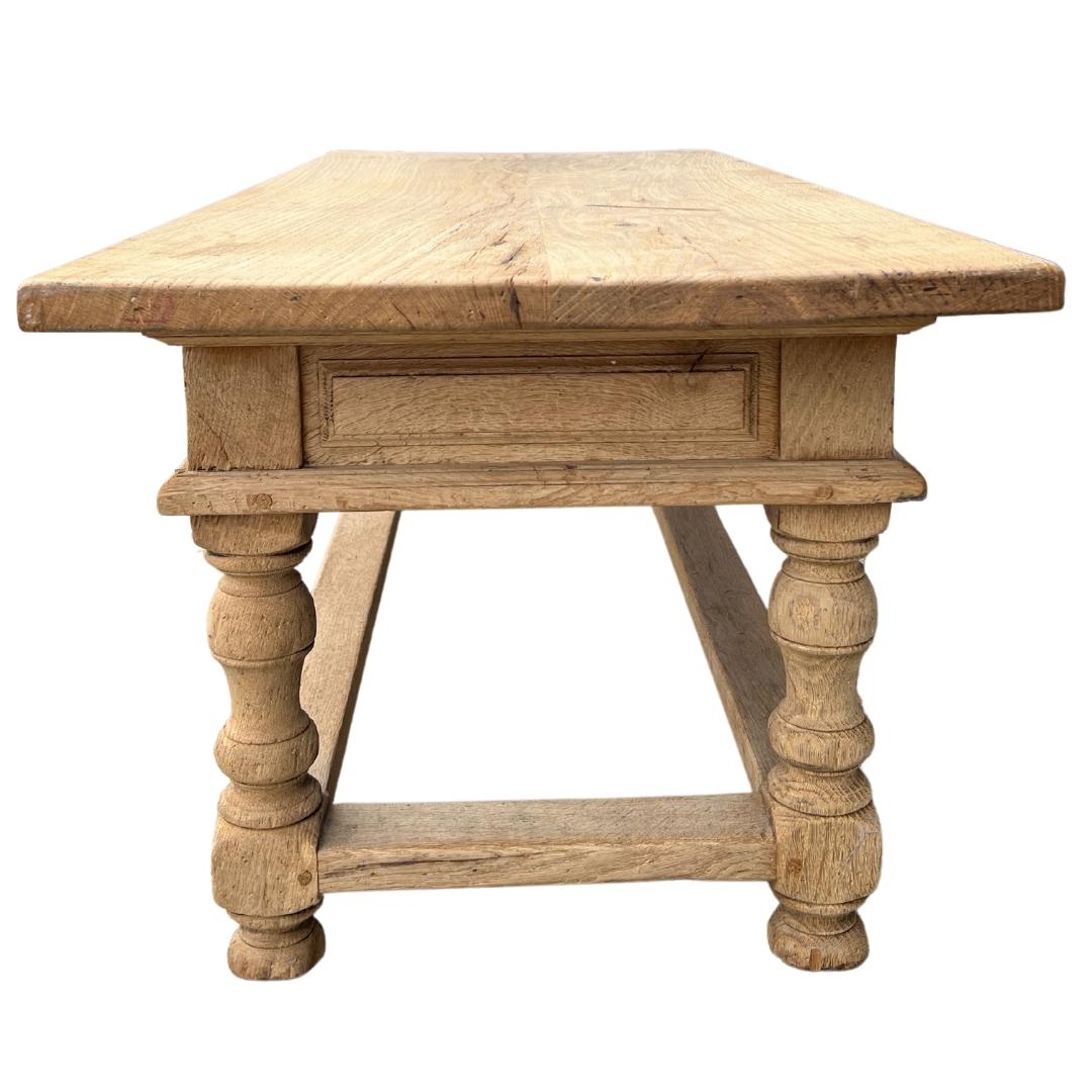 1900s Belgian Bleached Oak Coffee Table For Sale 1
