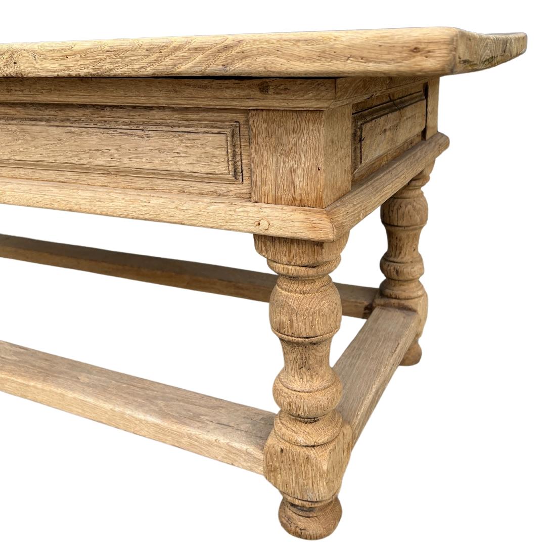 1900s Belgian Bleached Oak Coffee Table For Sale 2