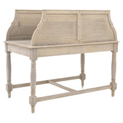 Antique 1900s Belgian Bleached Oak Desk