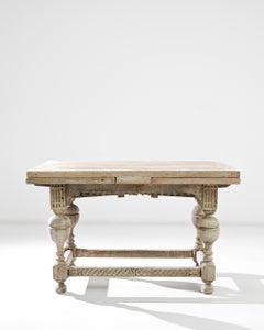 1900s Belgian Bleached Oak Folding Table