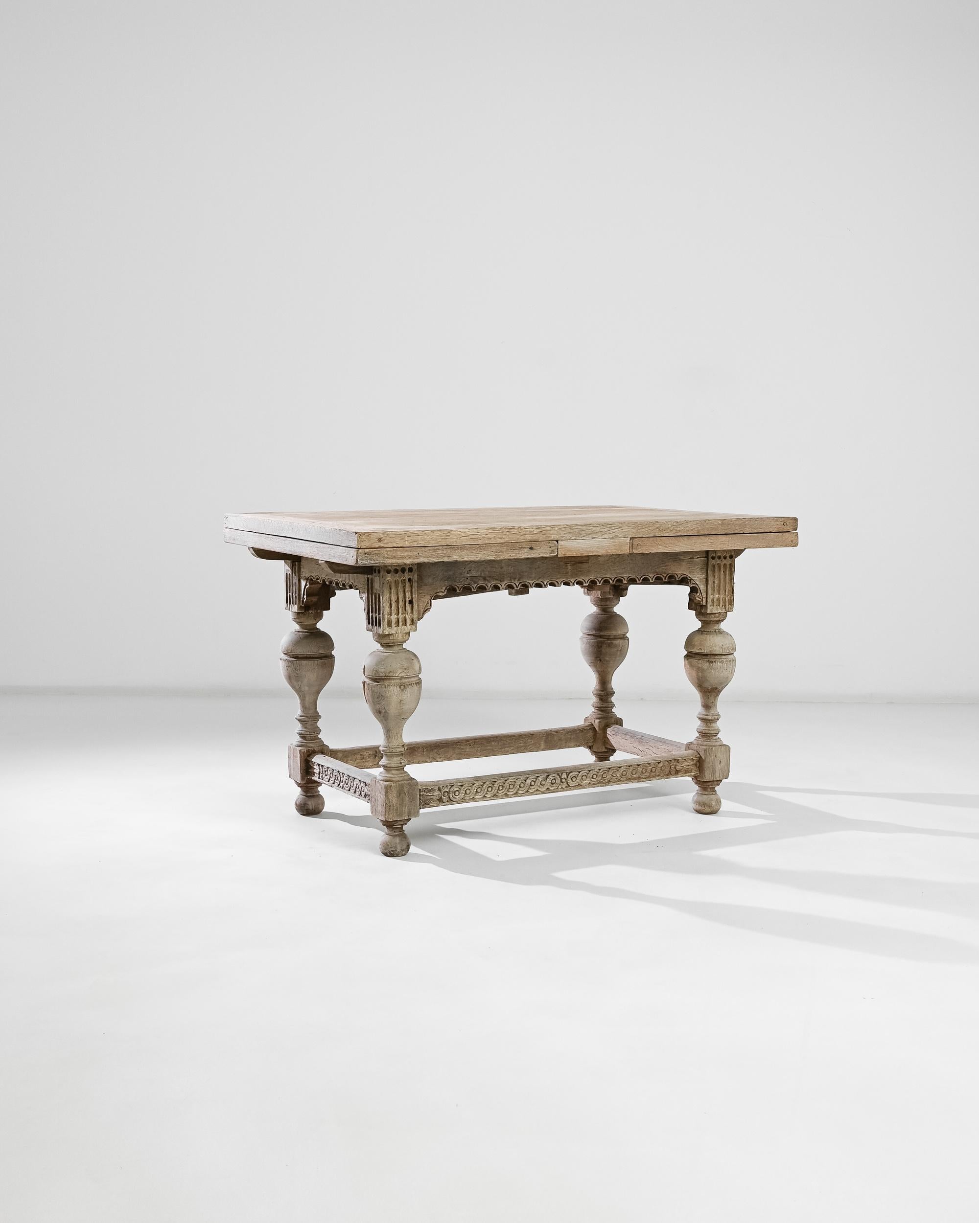 20th Century 1900s Belgian Bleached Oak Folding Table