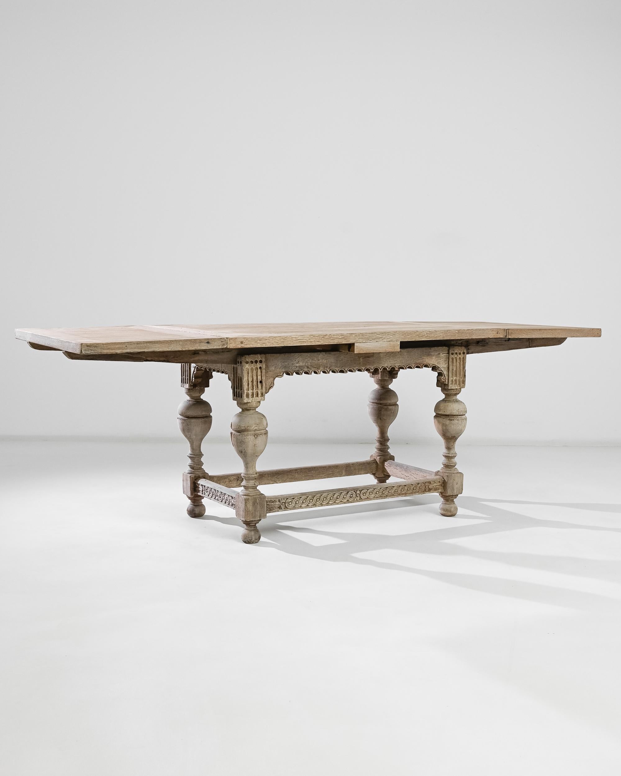 Wood 1900s Belgian Bleached Oak Folding Table