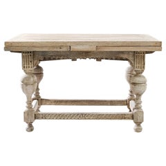 1900s Belgian Bleached Oak Folding Table