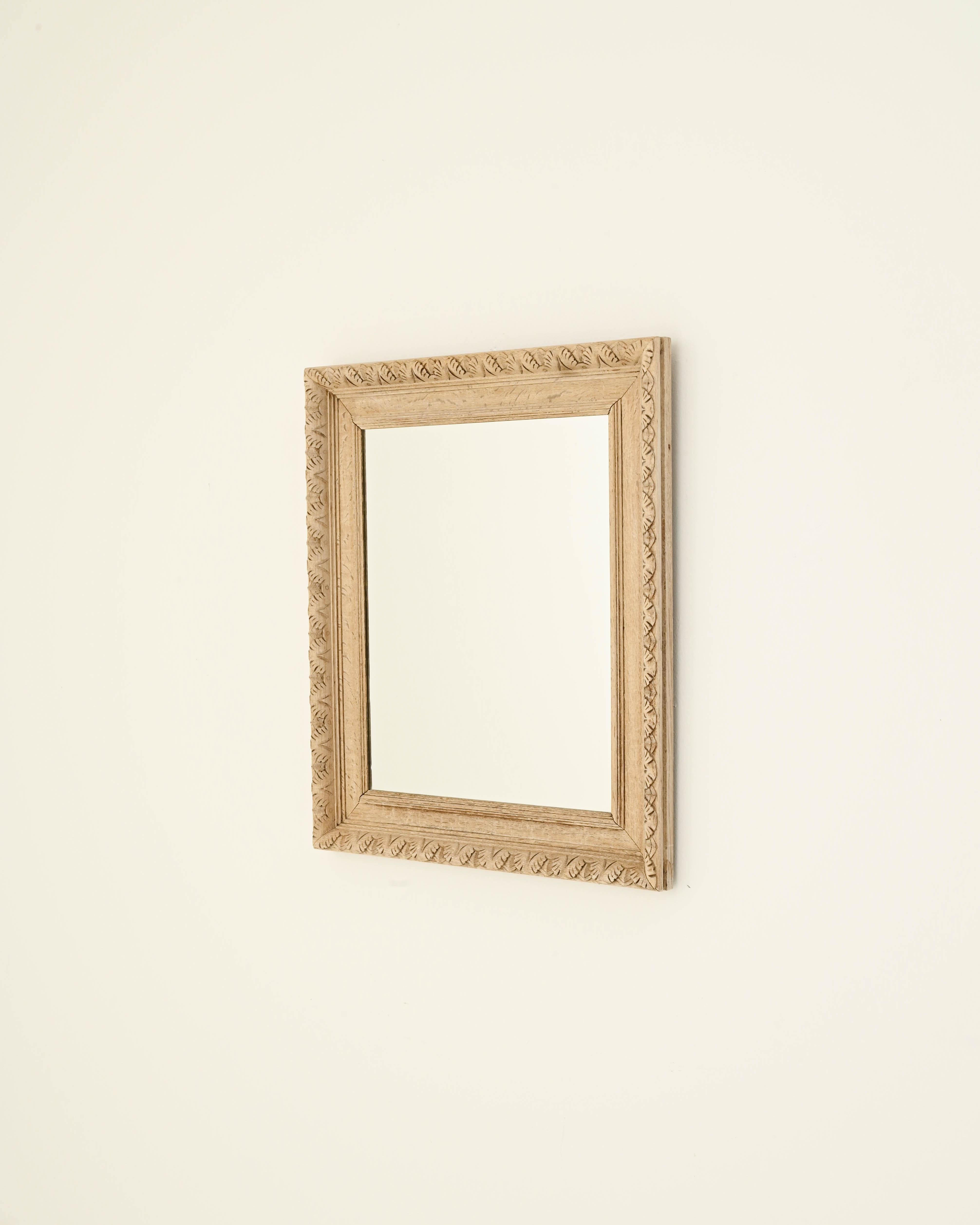 1900s Belgian Bleached Oak Mirror In Good Condition In High Point, NC
