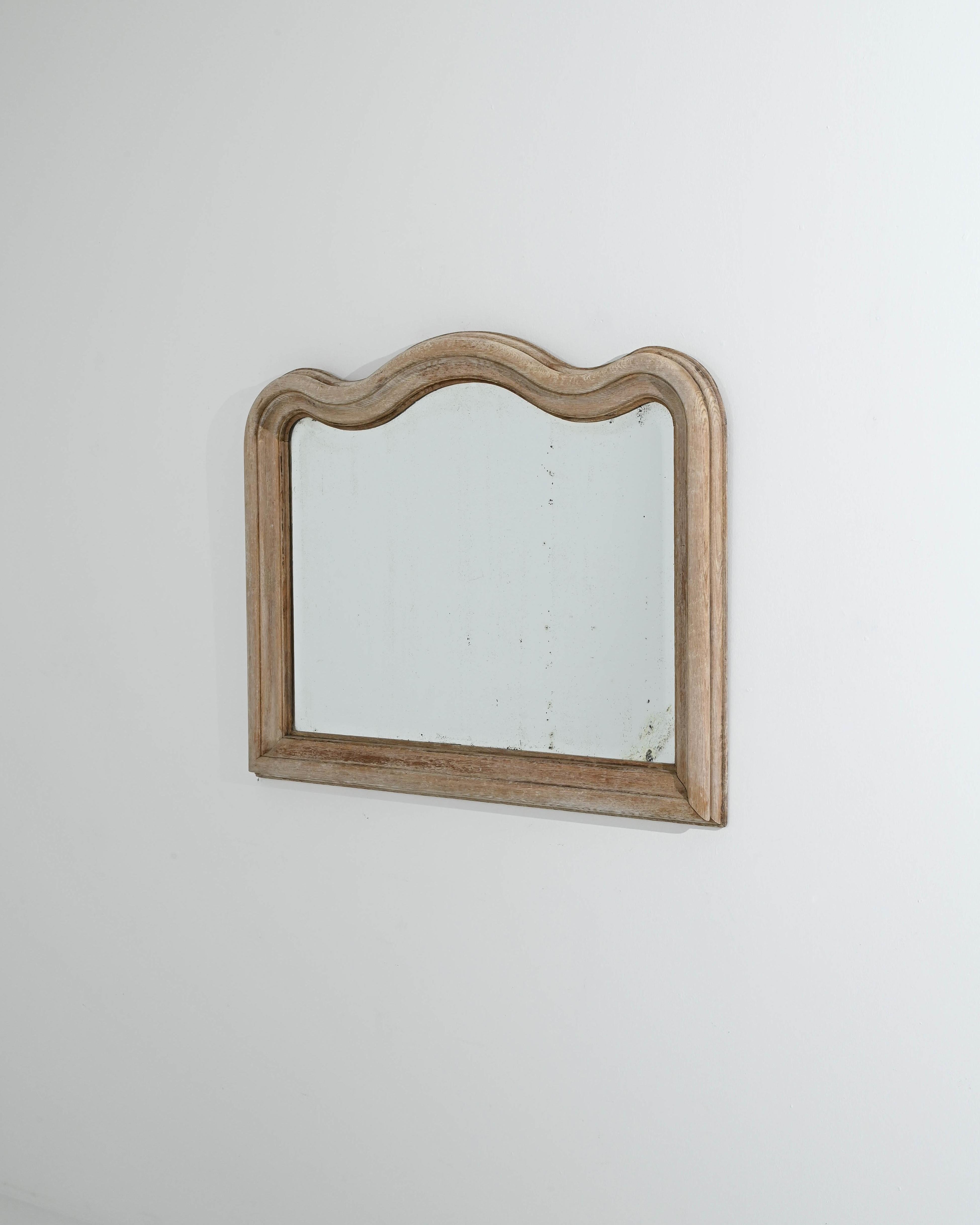 Early 20th Century 1900s Belgian Bleached Oak Mirror