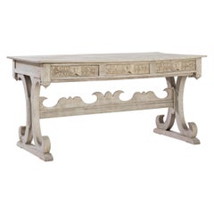 Antique 1900s Belgian Bleached Oak Side Table