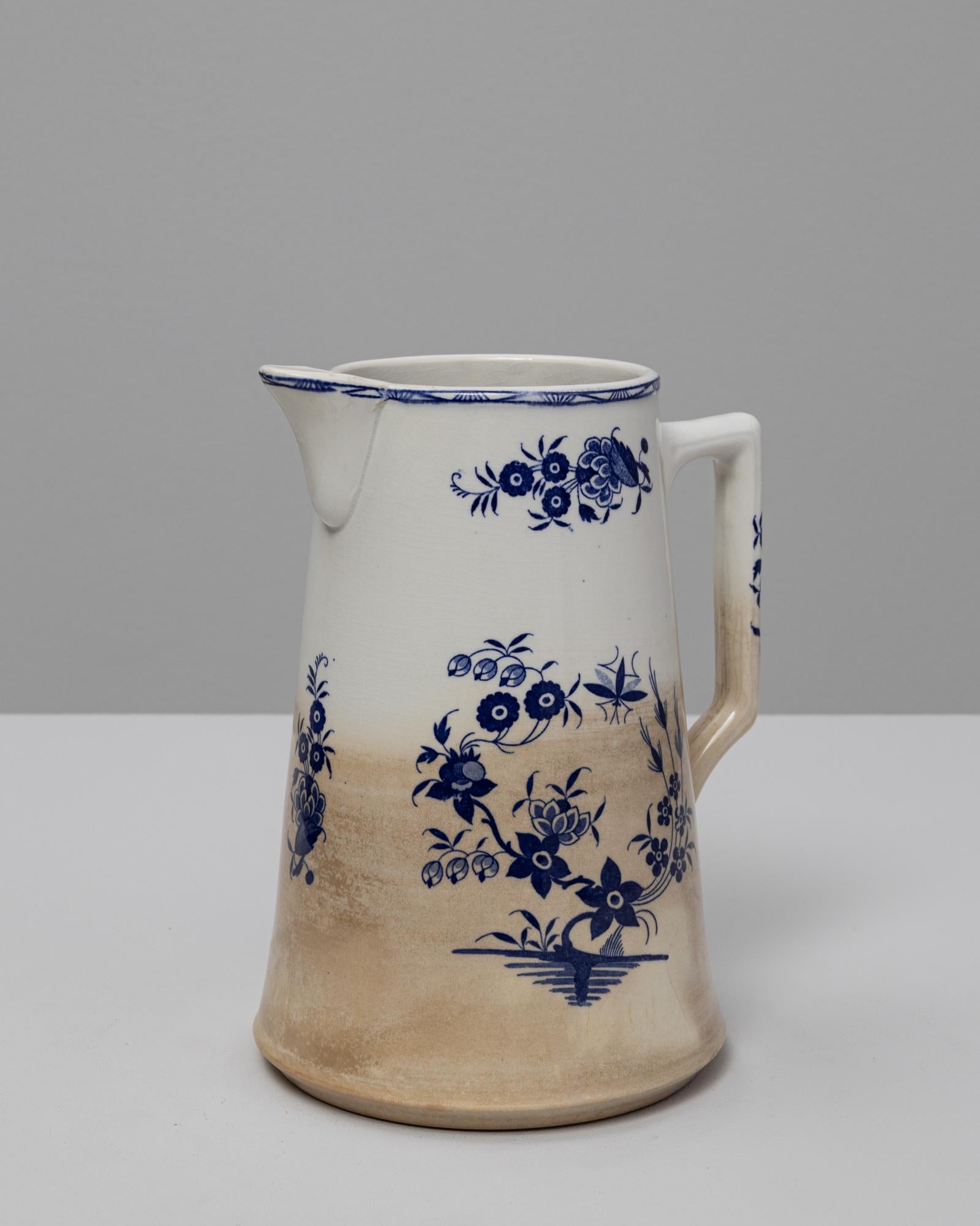 XX secolo Brocca in ceramica a cineserie blu belga del 1900 in vendita