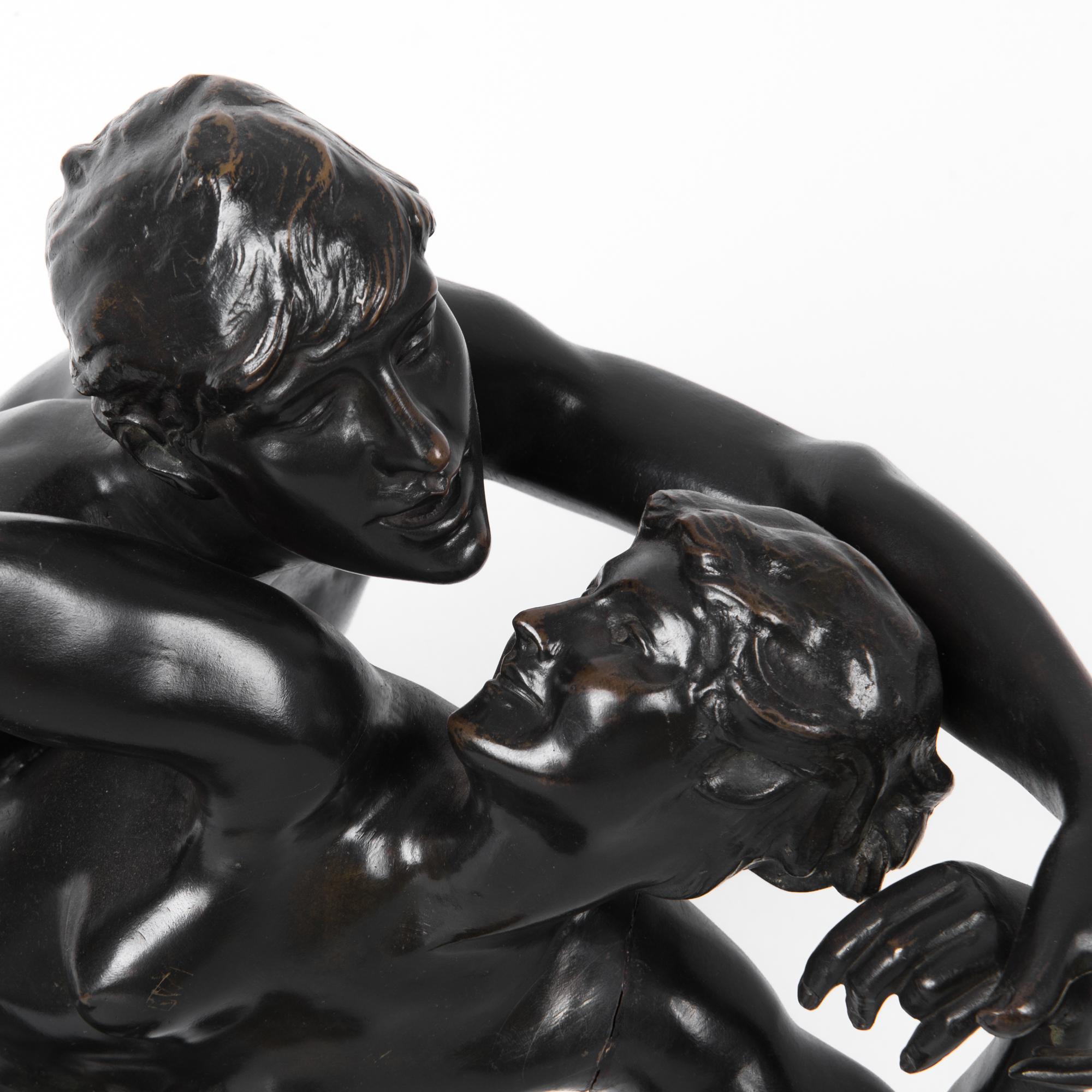 Scultura belga in bronzo del 1900 raffigurante 