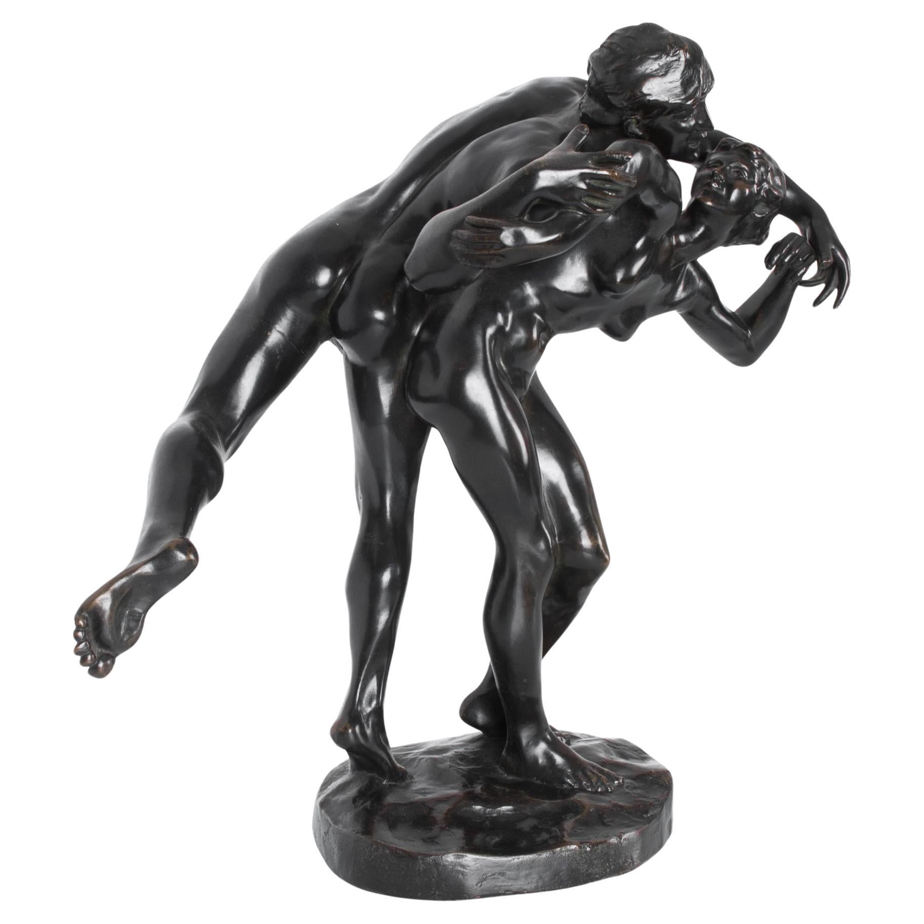 1900s Belgian Bronze Sculpture of "The Kiss" by J. Lambeaux For Sale