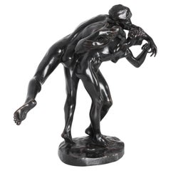 Scultura belga in bronzo del 1900 raffigurante "Il bacio" di J. Lambeaux