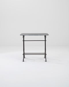 Belgischer Bistrotisch aus Gusseisen mit Steinplatte aus dem Jahr 1900