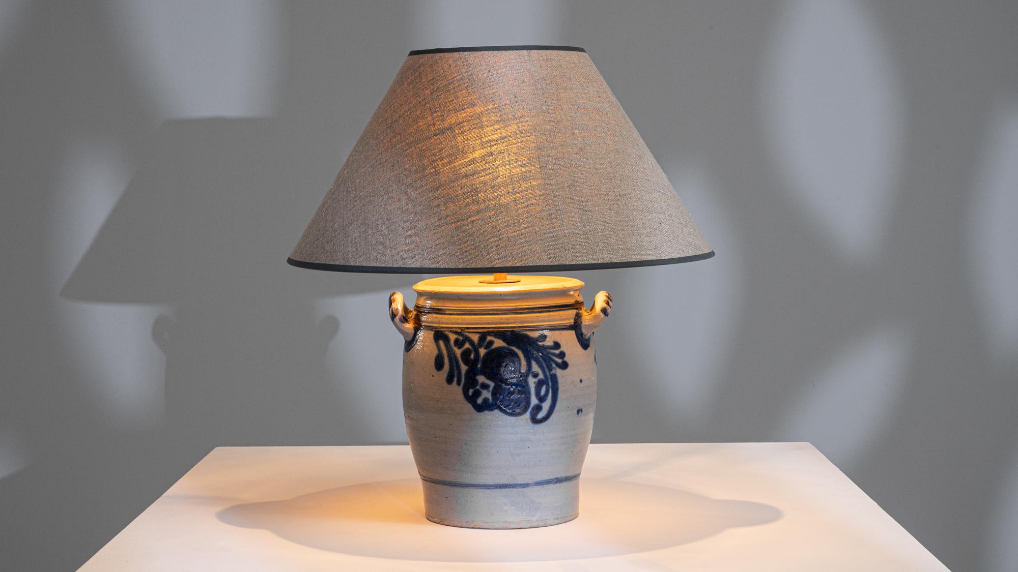 1900s Belgian Ceramic Table Lamp For Sale 1