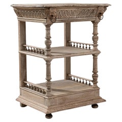 1900s Belgian Hand-Carved Oak Bedside Table