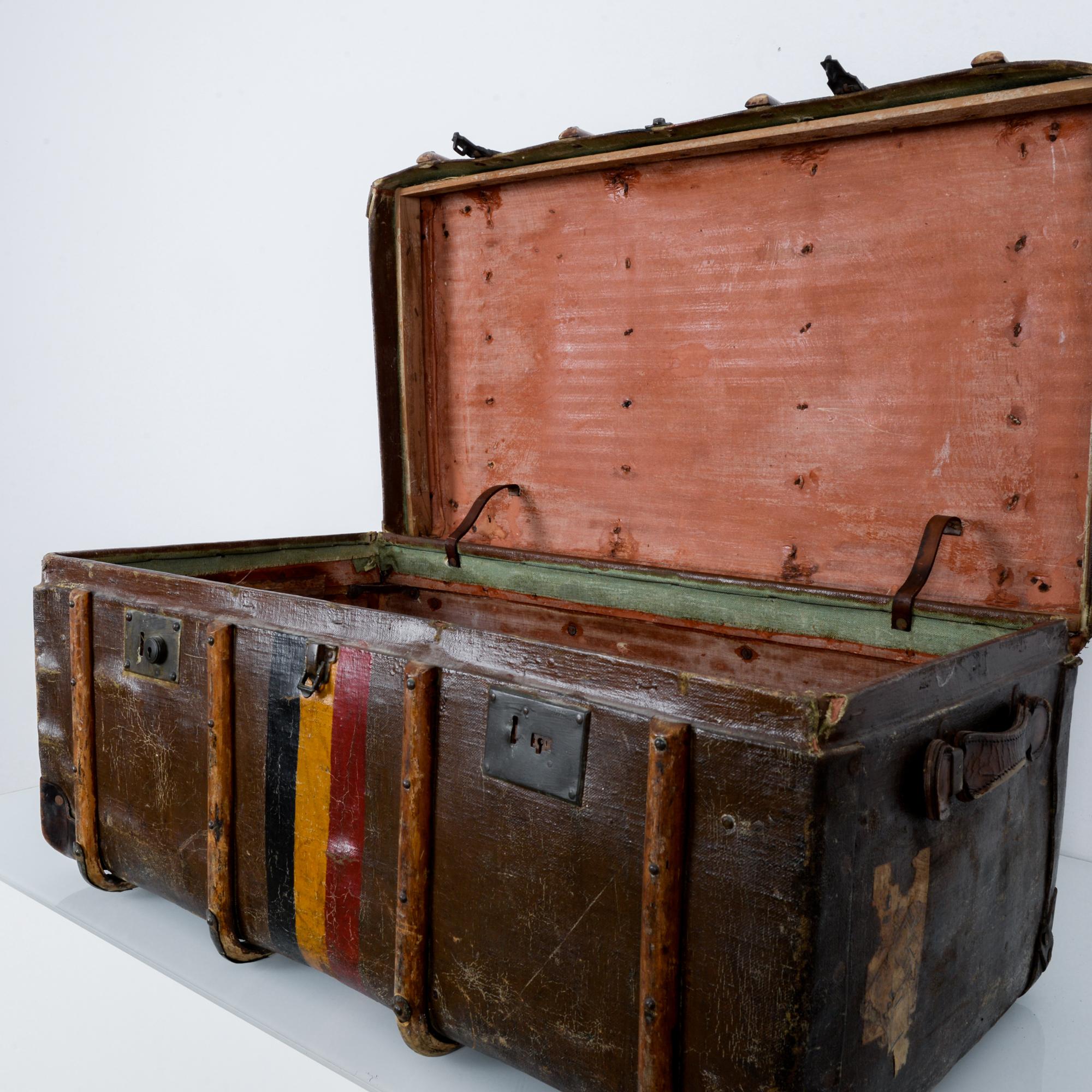 Early 20th Century 1900s Belgian Leather Suitcase
