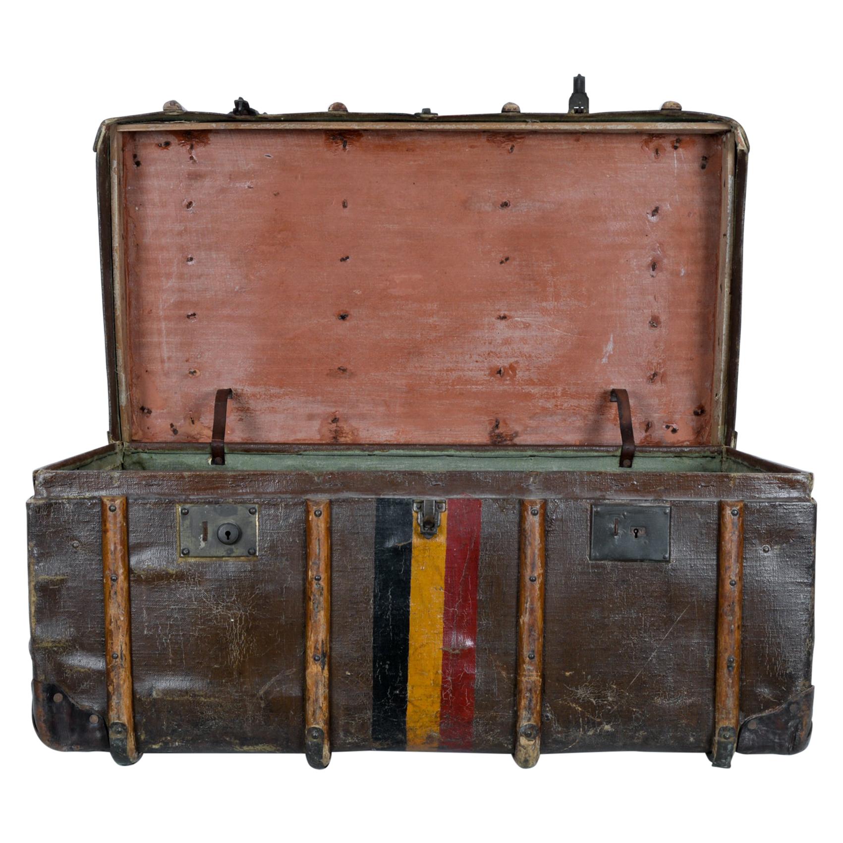 1900s Belgian Leather Suitcase