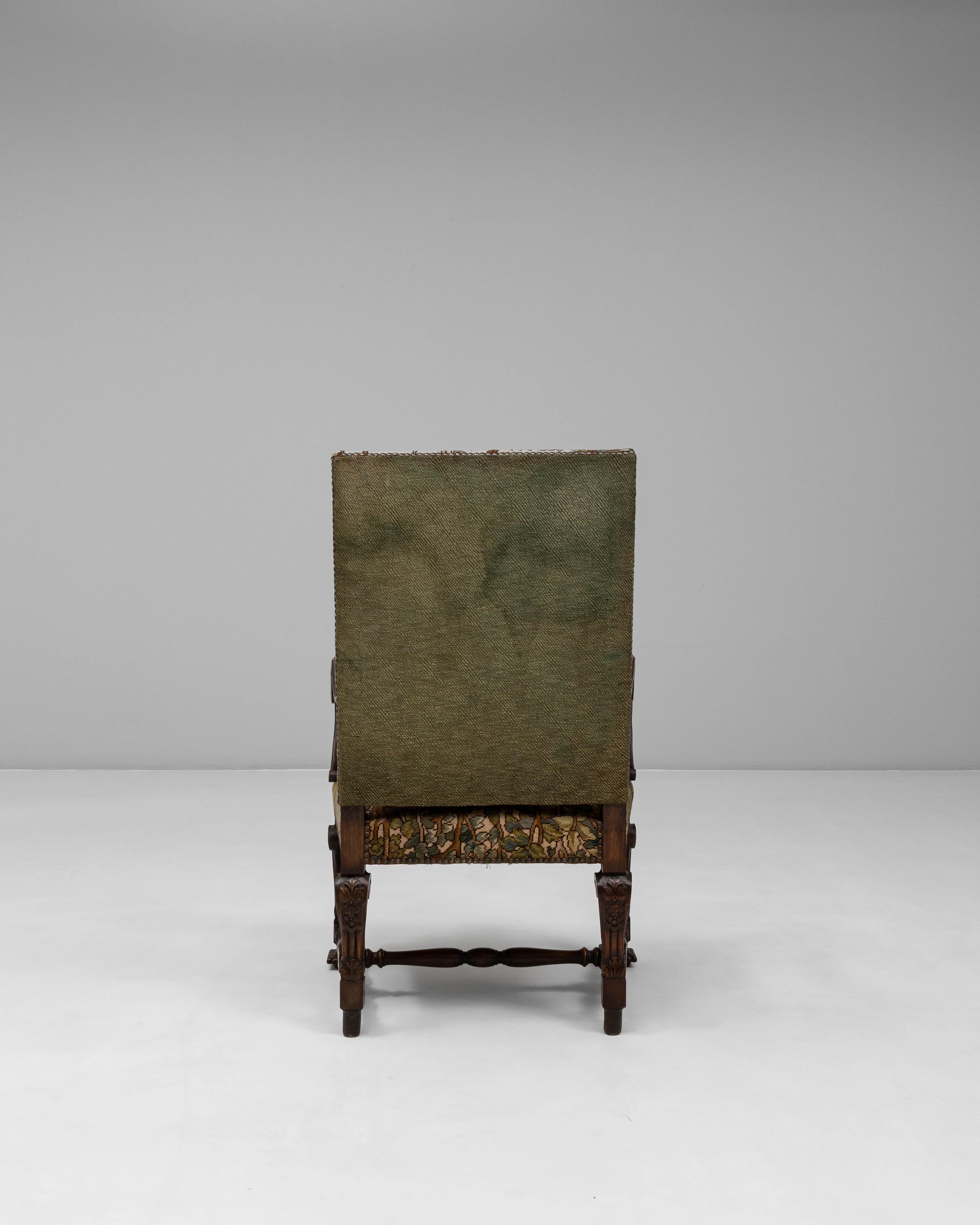 1900 Sillón belga Luis XIV tallado con tapicería de tapiz en Bueno estado para la venta en High Point, NC
