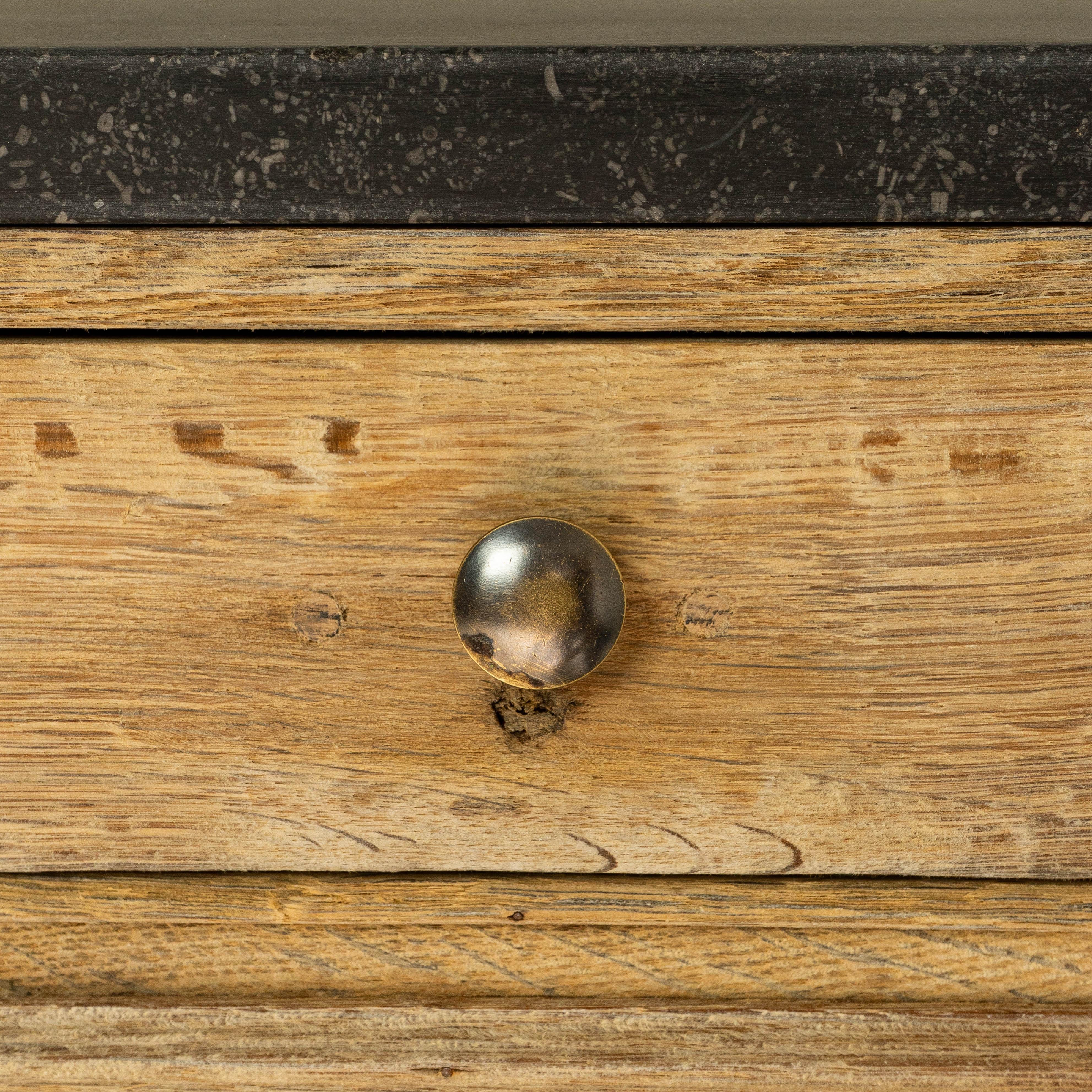 1900s Belgian Louis XVI Oak Bedside Table With Bluestone Top For Sale 6