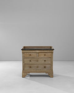 1900s Belgian Oak Chest Of Drawers With Belgium Blue Stone Top