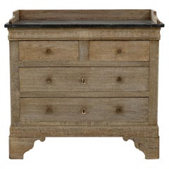 1900s Belgian Oak Chest Of Drawers With Belgium Blue Stone Top