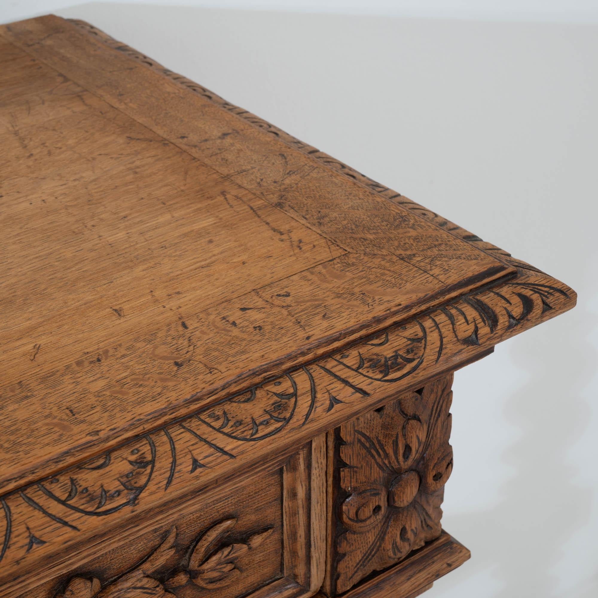 1900s Belgian Oak Console Table Desk 5