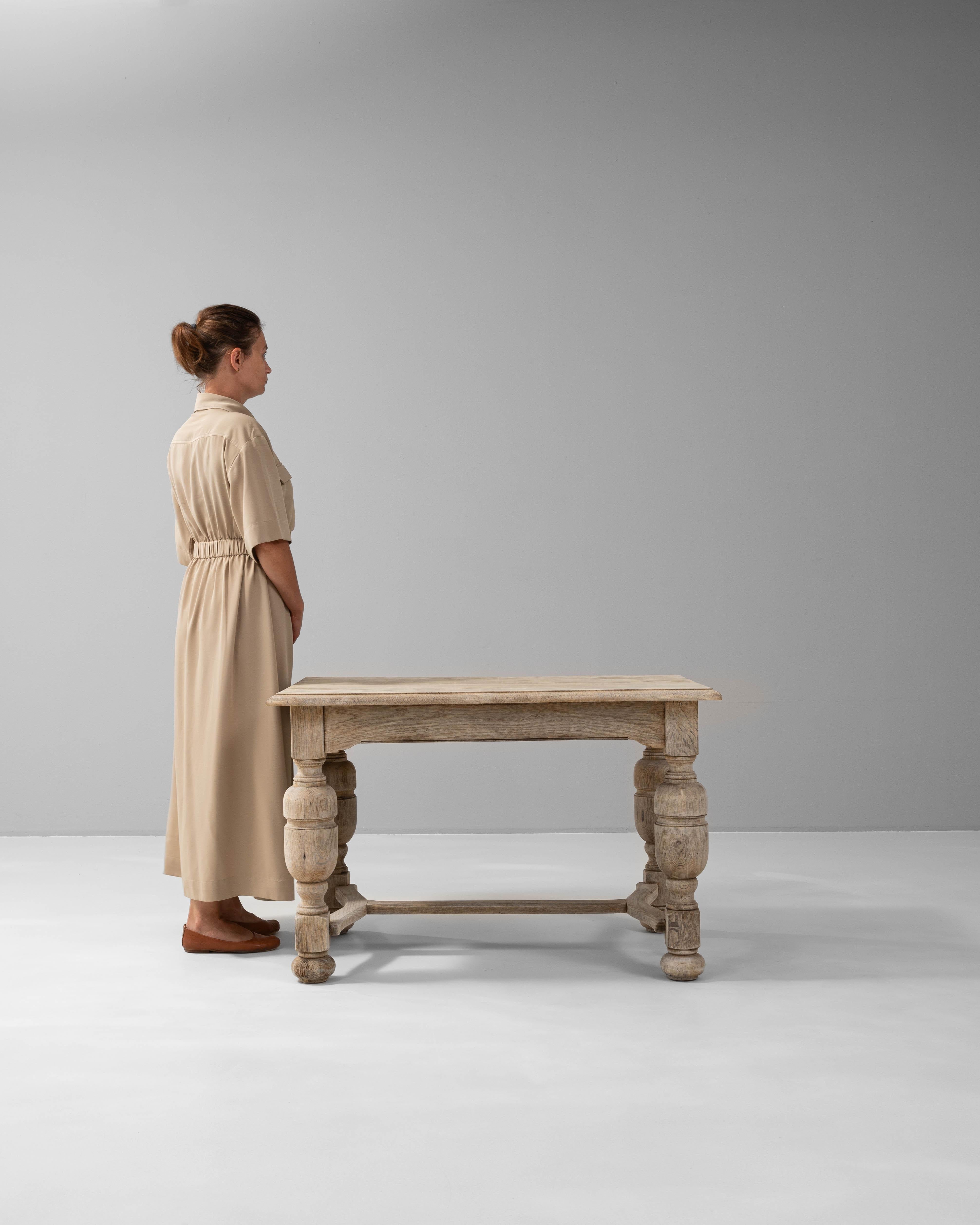 French 1900s Belgian Oak Side Table